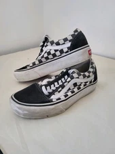 Vans Old Skool Checkerboard Sneakers Low Top Unisex Mens 7 Womens 8.5 Grunge