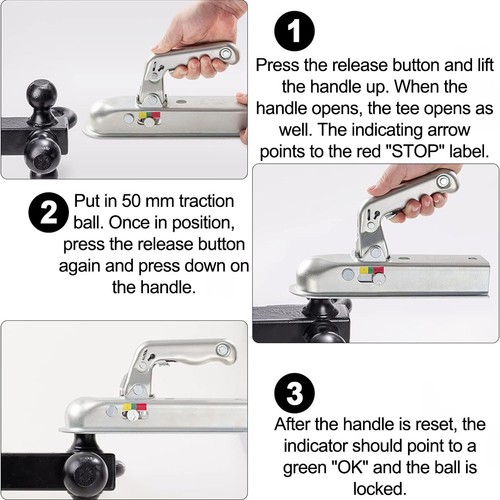 Sturdy 50mm Trailer Hitch for Efficient Towing of 750kg For unbraked Trailers - Picture 9 of 11
