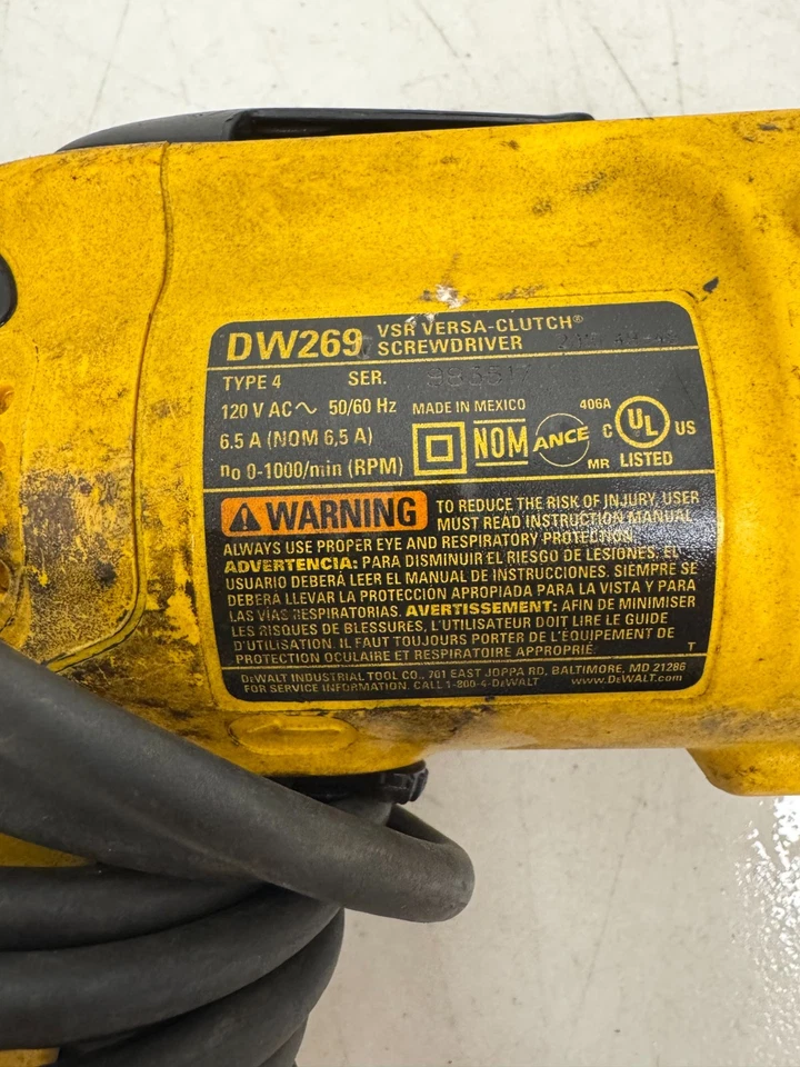 Dewalt DW269 1000RPM Versa-Clutch Corded Screwdriver - Nice! - Image 3 of 4