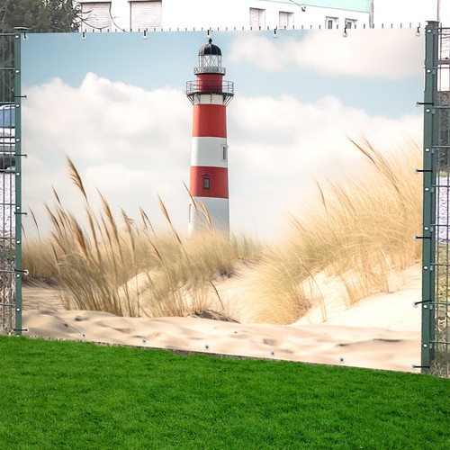 Sichtschutz Garten Zaun Doppelstabmatten Motiv Banner Leuchtturm Strand Düne - Bild 8 von 11