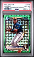 2025 Bowman Chrome - Luis Pena Green Geometric 1st Chrome PSA 10 Brewers POP 1