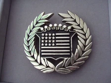 Vtg.  Famous Stars Stripes Belt Buckle American Flag Cadillac Wreath Silver  #ve