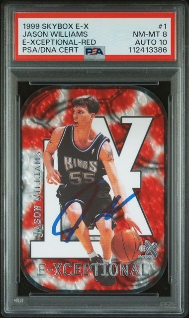 Jason Williams Signed E-Xceptional Red 1999 SkyBox E-X #1 PSA 8 Auto 10 Kings
