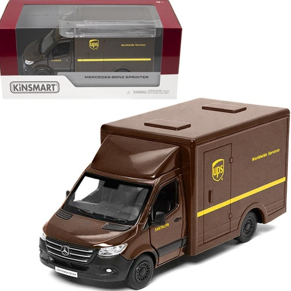Mercedes-Benz Sprinter UPS Model Toy Car Brown Diecast 1:48 Scale Kinsmart