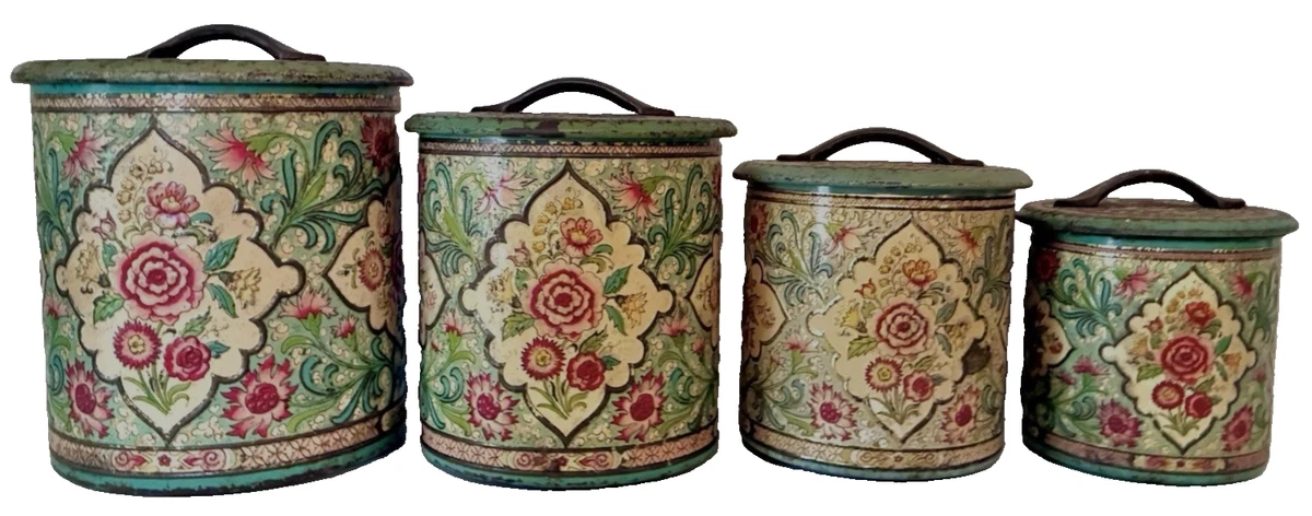 25+ Vintage Tin Canister Set In Collectible Metal Kitchen