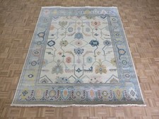 8 x 10 Hand Knotted Ivory Colorful Oushak Oriental Rug G16595