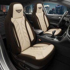 2x Sitzbezüge passend für Audi A6 C6 (Braun-Beige) | Vorne | Pilot-Style HERM210