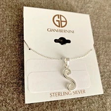 Giani Bernini Script Initial "S" Pendant in Sterling Silver 18" inch