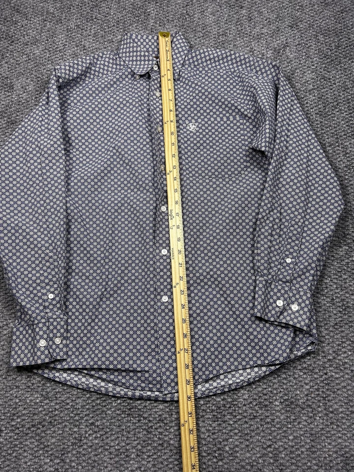 Ariat Shirt Mens Small Blue Geometric Print Button Down Long Sleeve Western - Image 4 of 4