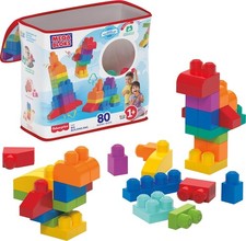 MEGA BLOKS First Builders Toddler Blocks Toys Set, Big Building Bag with 80