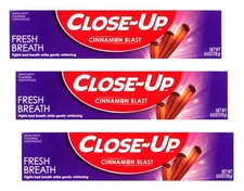 Close Up Cinnamon Toothpaste 3 Pack Total 18 Ounce Whitening Fresh Breath