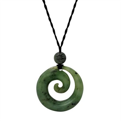 81. Generation Nephrit Jade Halskette Kordel Maori Stil Koru Grünstein Anhänger