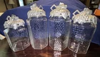 4 ARTHUR COURT Grape Clear Glass Canisters 2x15” 13" 12" Polished Aluminum Set!