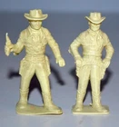 Pair of Vintage 1950s Marx Roy Rogers Playset 60mm Plastic Character Figures