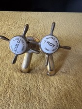 H.E.RUDGE.&CO.LTD. 1901 Traditional Brass Antique Victorian Basin Taps Pair GC