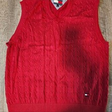 Preppy Y2K Red Tommy Hilfiger Sweater Vest Size Large 2000s VTG Preppy Academia