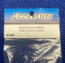 NOS Team Associated 91839 12mm Rear Shock Spring (2) (Gray/2.0lbs) (61mm Long)