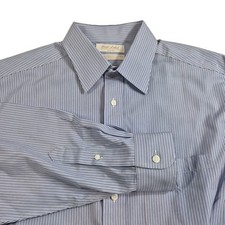 Roundtree Yorke Gold Label Men's Shirt Size 16 33 Blue White Full Fit Poplin 59