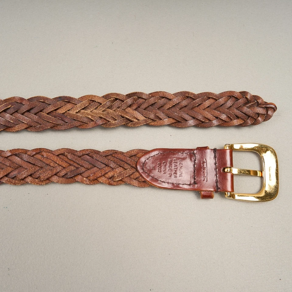 Talbots Brown Leather Braided Belt Womens Sz Medium  Brass Buckle - Image 4 of 4