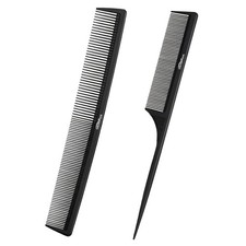 2Pcs Combs for Women and Men,Professional Black Carbon Fiber Teasing Comb,Combs