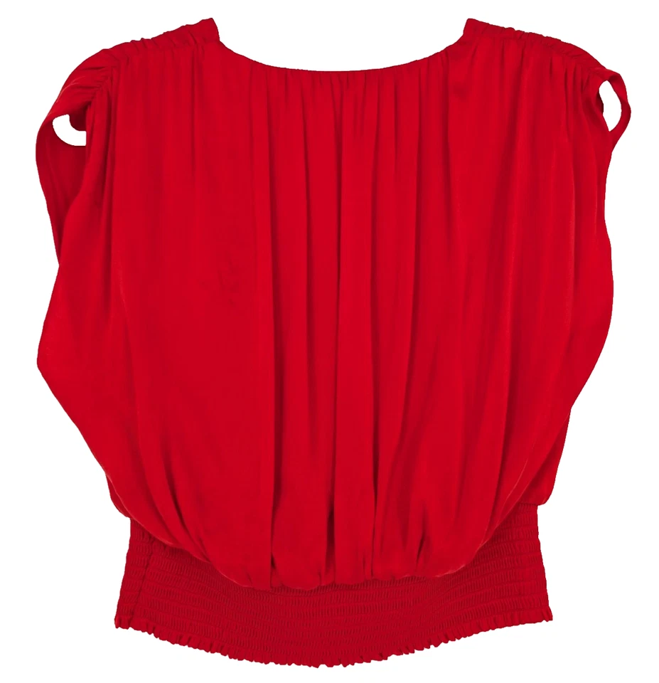 Top pequeño Alice + Olivia Loretta sin mangas rojo cereza seda twee glam Foto 4 de 4