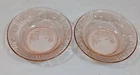 Set Antique 7" Federal Glass Sharon Cabbage Rose Flat Soup Bowls Pink Depression
