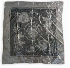 Rare HERMES Scarf Silver Metallic Carre65 Hermes Ecrinblis Un Mosaic with Tag Fr