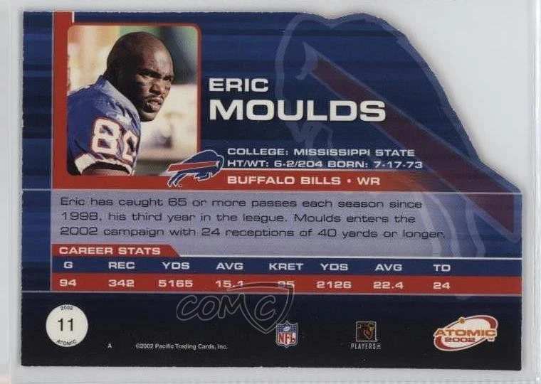 2002 Pacific Atomic Red Eric Moulds #11 - Image 2 of 2