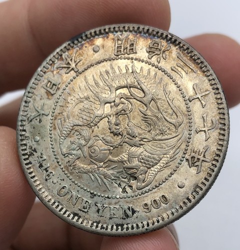 1904 Japón Meiji Año 37 Plata 1 Yen - Marcado - Gran Moneda de Plata Mundial - Imagen 3 de 4