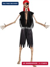 4 Pcs 12 ft Skeleton Outfits Accessories Giant Pirate Costume Set Hall