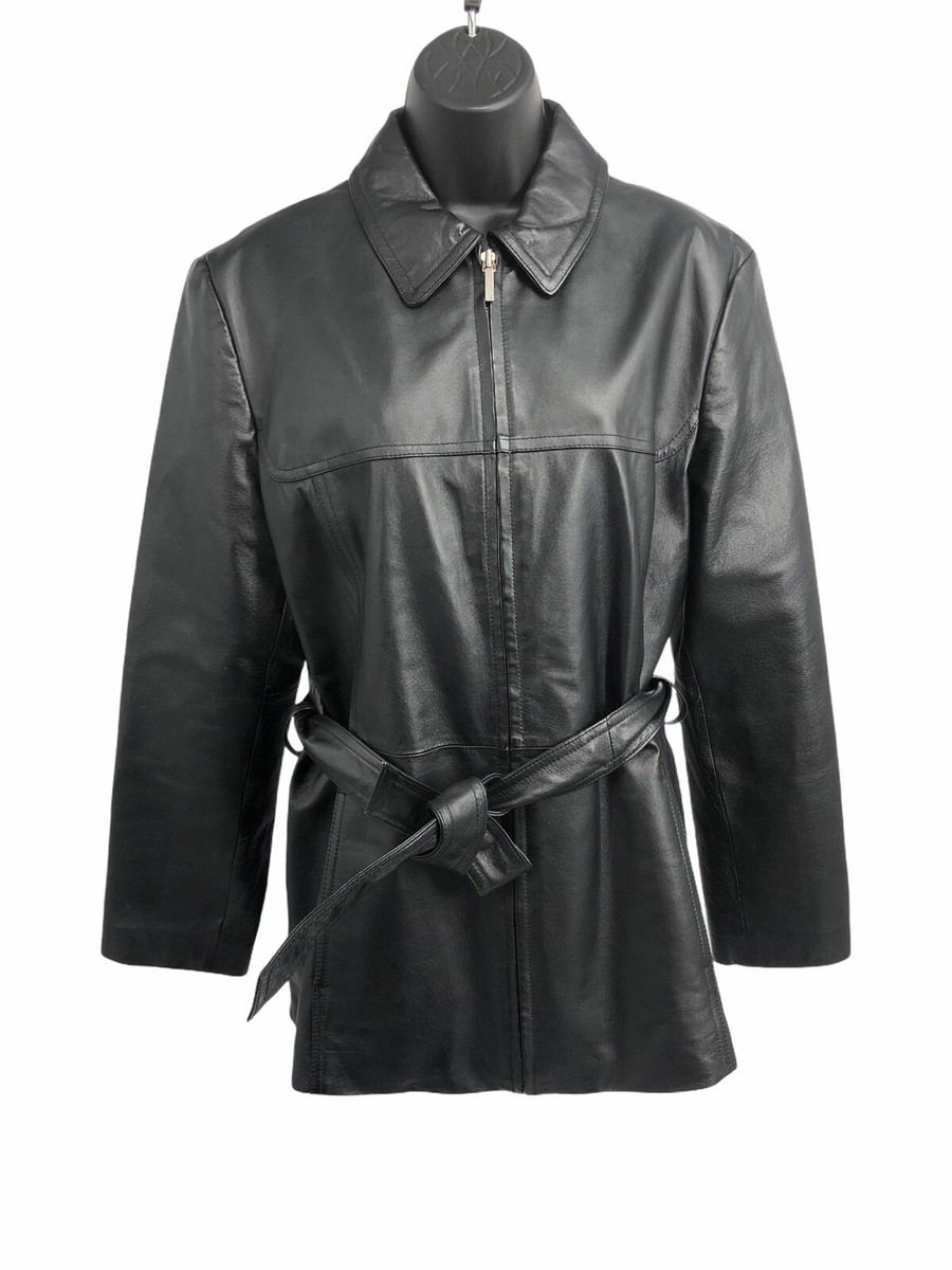 Madison Max Women's 100% Genuine Leather Black Jacket Button