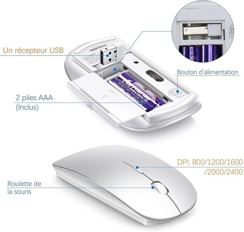Tastiera e mouse senza fili ultra sottile azerty 2.4G Silent Compact Tastiera - Photo 5/6