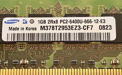 RAM 4GB total (4x 1GB Sticks). SAMSUNG 1GB PC2-6400, 240-pin, M378T2953EZ3-CF7 - Picture 2 of 2