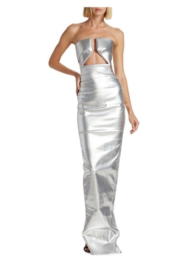 NWT Rick Owens Silver Strobe Strapless Dress as seen on Kim Kardashian |  eBay