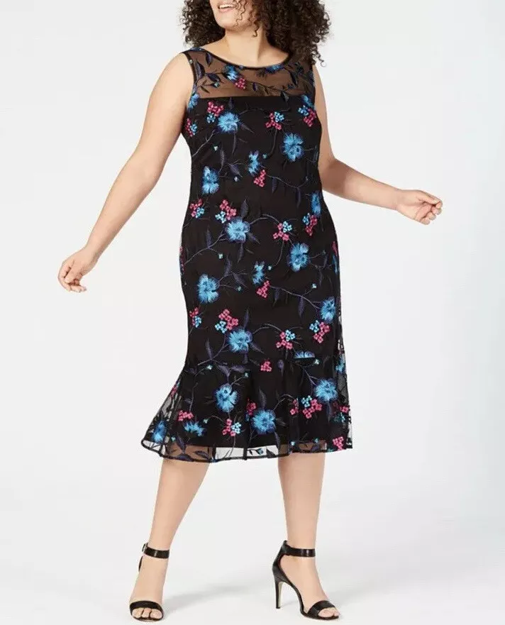 Calvin klein embroidered 2025 floral gown