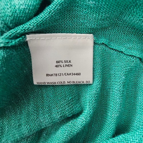 EUC EILEEN FISHER Women's Green Silk Linen Blend Cowl Neck Knit Top PM Petite - Bild 8 von 8