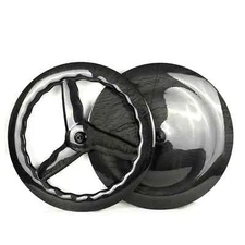 700C Road Bicycle Carbon Fiber Wave Wheelset Front 3 Spokes Rear Disc Wheels