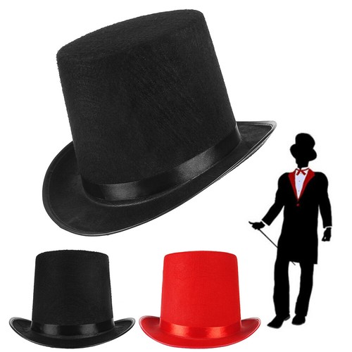 Mens Black Top Hat Felt Topper Slash 