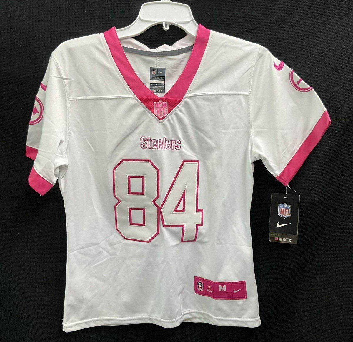 Nike Antonio Brown #84 Pink White Jersey Women Size Medium