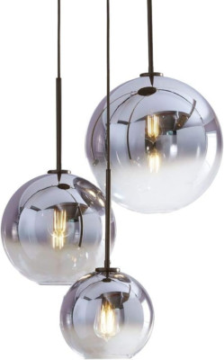 Set 3-Light Globe Gradient Silver Glass Pendant Light,Modern Glass Hanging Lamp 