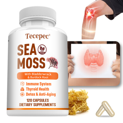 Sea moss, bladderwrack and burdock root capsules, immune and thyroid care