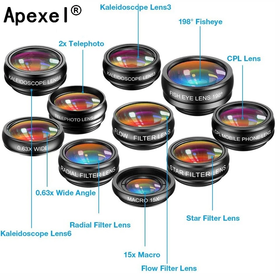 Apexel Cell Phone Camera Lens Kit Wide Angle Universal Clip for iPhone Android - Image 4 of 4
