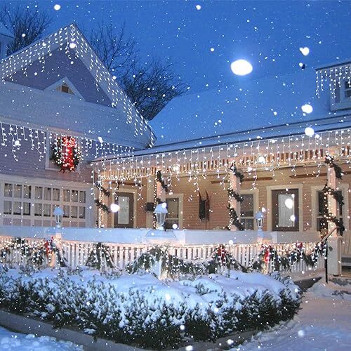 Icicle Lights Outdoor, 33ft 80 Drops Icicle String Lights 400 LED White - Afbeelding 5 van 7