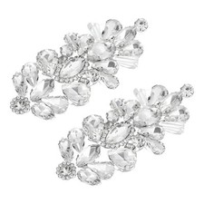 2Pcs Rhinestone Crystal Applique, Iron on Patch Hot Fix Applique, Clear