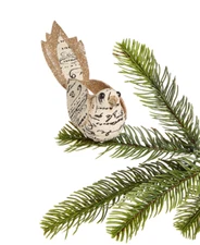 Holiday Lane Typescript Patterned Bird Clip Christmas Tree Ornament 6.5" Length