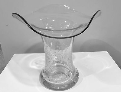 Large Flared Eisch Glass Vase Crystal w Loads of Bubbles German Art Glass