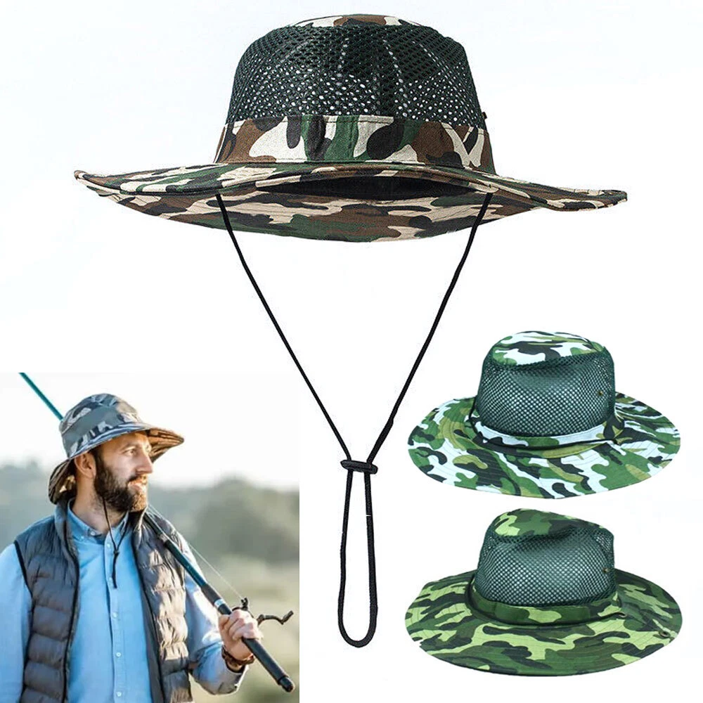 New Wide Brim Sun Hat Breathable Safari Hat Men Women Boonie Hat