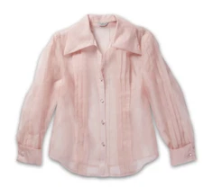 J. Peterman Proper Dress Code 100% Silk Blouse 5791 Pink Size 14 NWOT