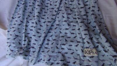 Robe Fille Kpea Taille 12 - Manches Courtes, Motif Dinosaure, Noir Et Bleu - Occasion Très Bon état