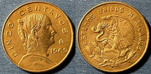 Mexico 1969 5 Centavos KM-426 Brass XF #14 - US Seller